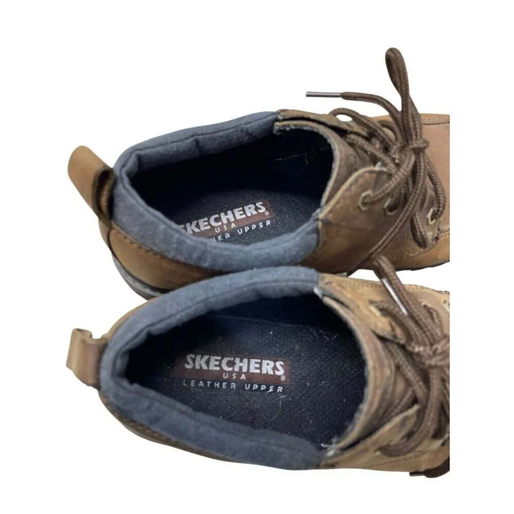 Skechers Brown Leather Work Shoes Size Men’s 10 Oxfords Casual Chunky Y2K